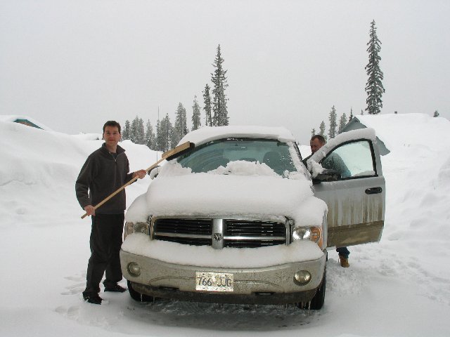 Cleaning off the snow