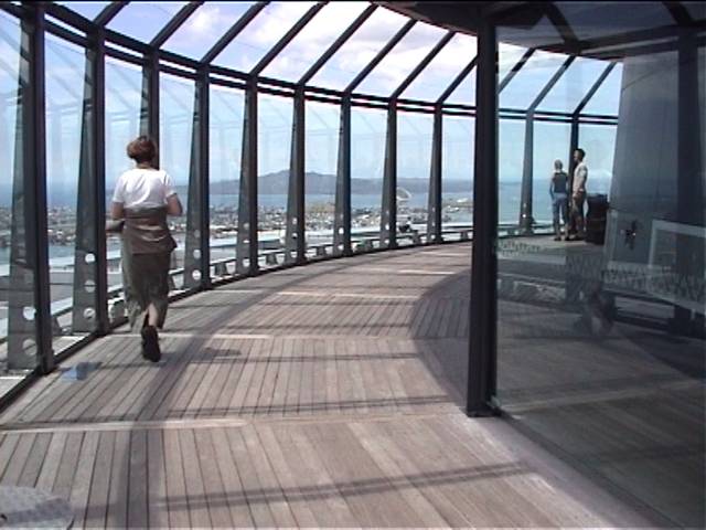 Jane in the outdoor observation deck of the skytower