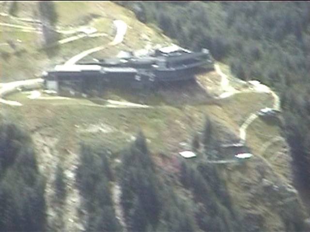 The Skyline gondola and luge terminal, taken from the plane