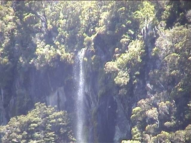 One of the waterfalls at Milford Sound