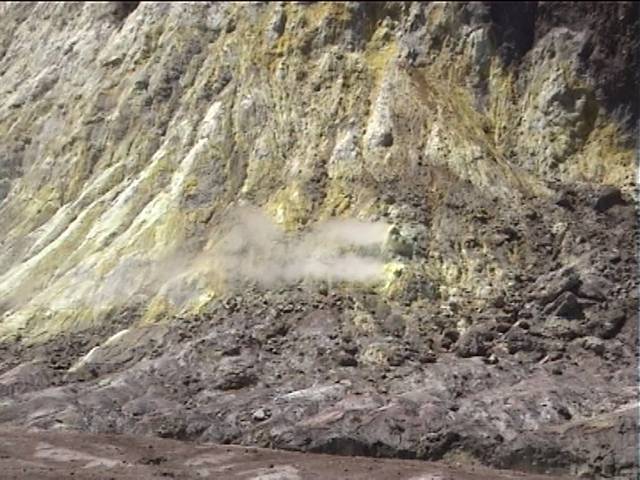 On White Island, the sulphur deposits