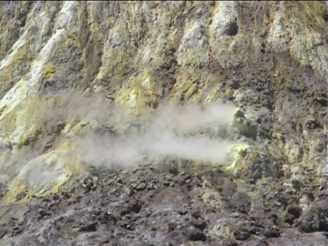 On White Island, the sulphur deposits
