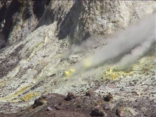 On White Island, the sulphur deposits