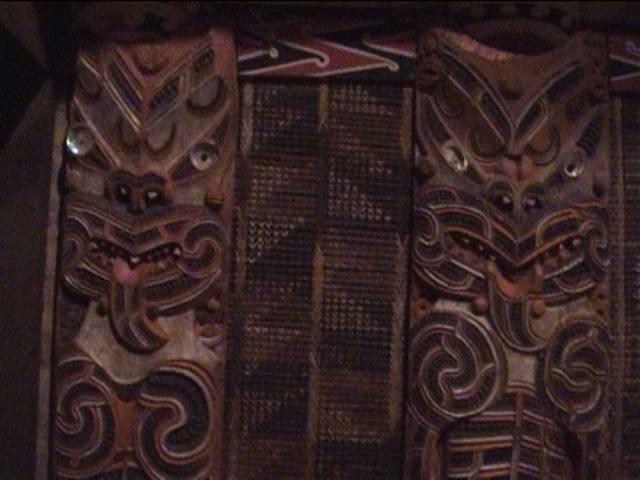 Artifacts on a Marae in the Auckland museum