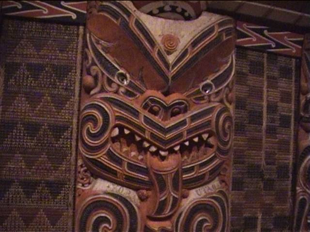 Artifacts on a Marae in the Auckland museum