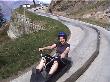 Jane coming down the skyline luge at Queenstown