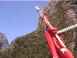 The NZ flag (maritime version) from the back of the Red Boat on Milford Sound