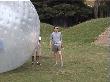 Richard gets out of his Zorb
